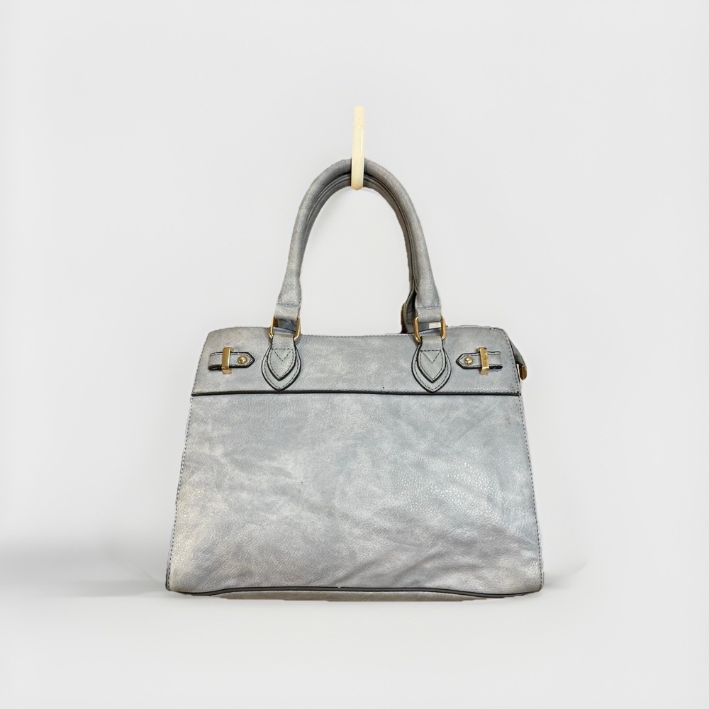 Dark Gray Faux Leather Studded 2-in-1 Tassel Tote B1